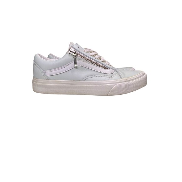 Vans Old Skool Zip Leather Shoes Mens 3.5 Womens 5.0 Zephyr Blue & Blanq White - Picture 4 of 16